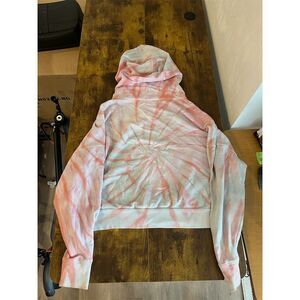 Lucky Brand Women's Pink Tie-Dye‎ Cropped Hoodie Size S Soft & Comfortable